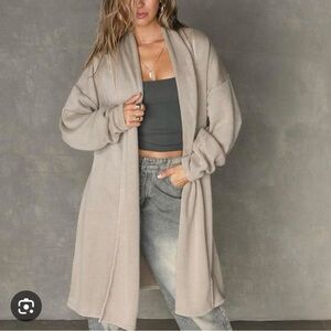 Joah Brown Sand Open Front oversized Cardigan o/s